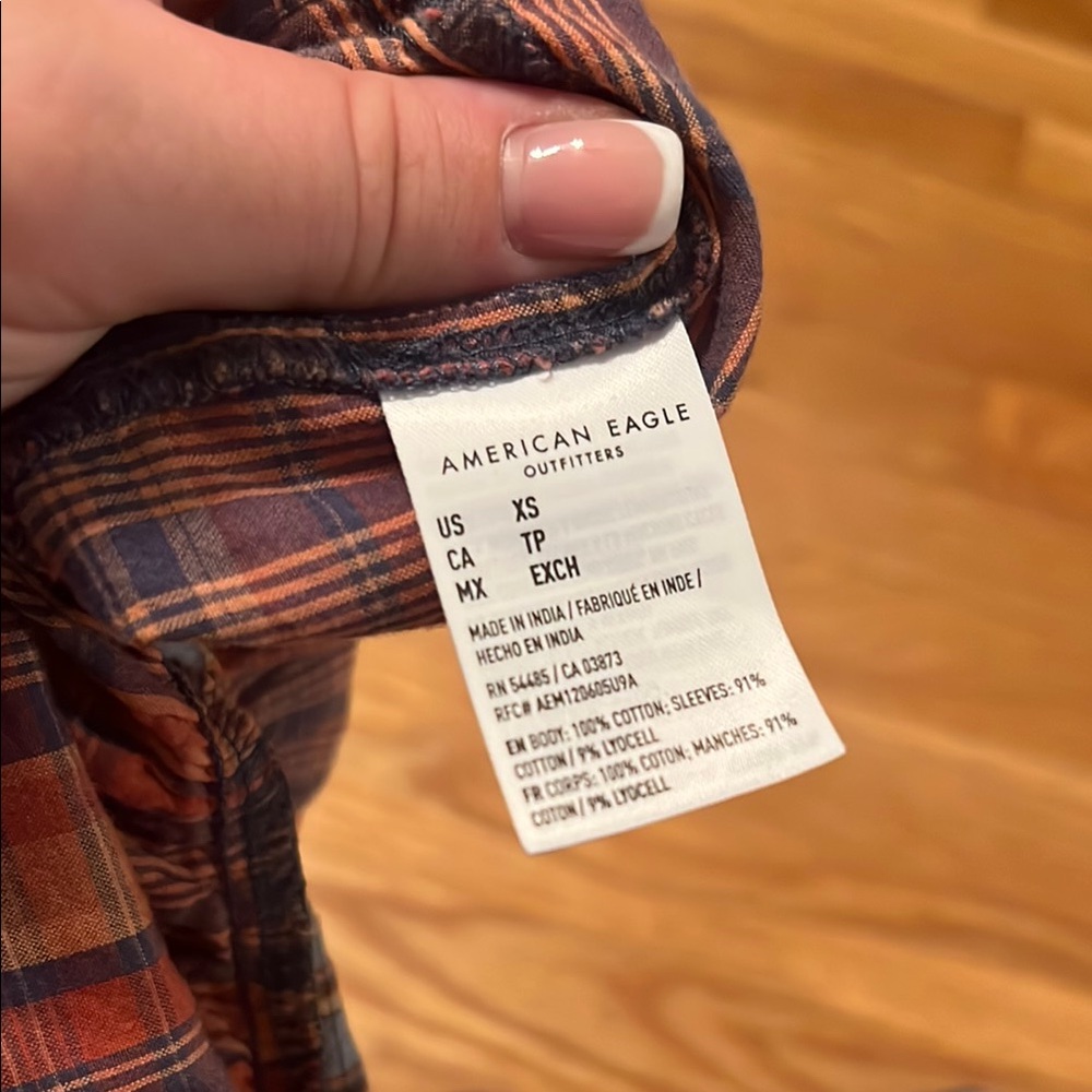 American Eagle Outfitters mixed plaid peplum Blue and Red Crop Top size XS - Picture 11 of 11